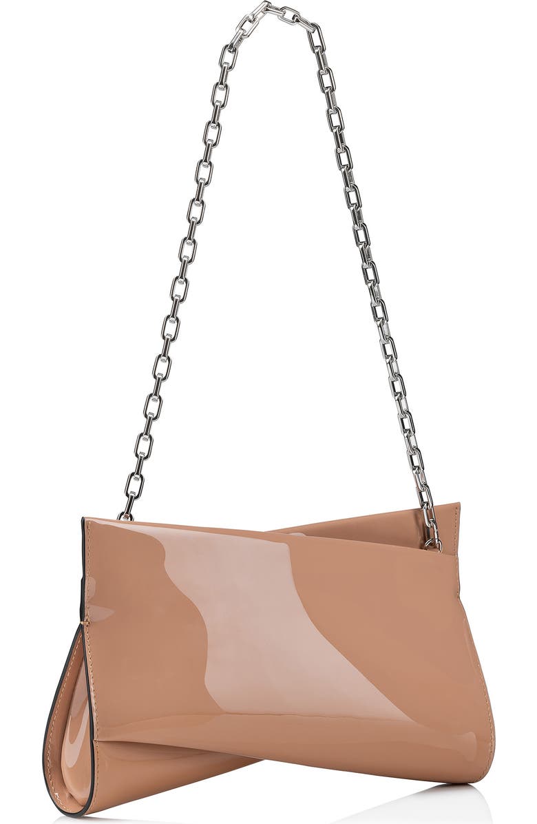 Christian Louboutin Small Loubitwist Patent Leather Clutch, Alternate, color, Blush
