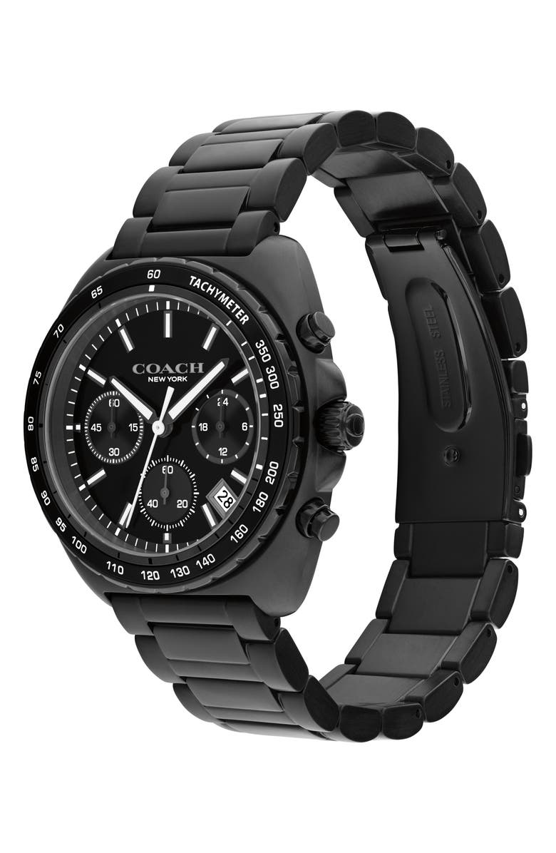 COACH Charter Chronograph Bracelet Watch, 39mm, Alternate, color, Black Ip