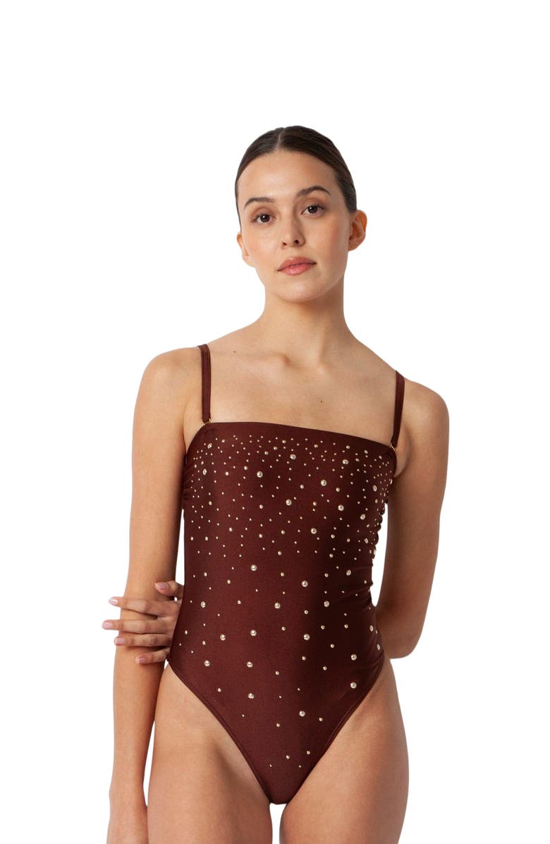 Villa Fresca Simone One Piece Swimsuit, Alternate, color, Chocolate