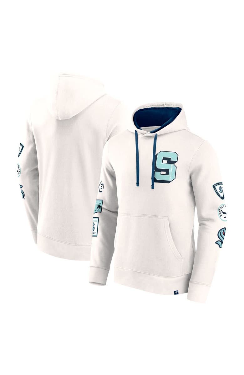 FANATICS Men's Fanatics White Seattle Kraken Letterman Fleece Pullover Hoodie, Alternate, color, White