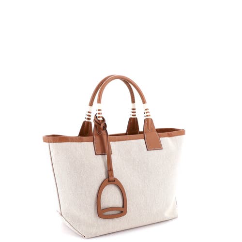 Pre-owned Hermes Hermes Sac Steeple Tote Toile With Leather 28 In Gold