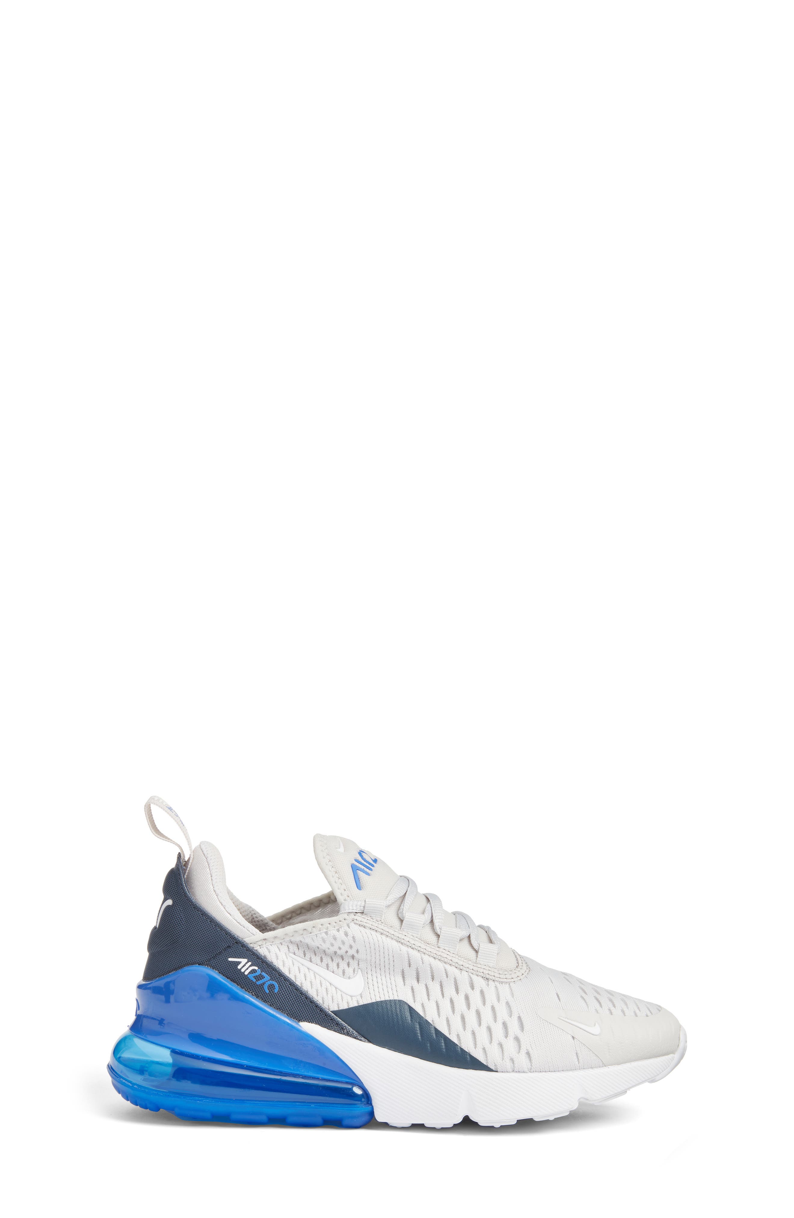 Nike Kids' Air Max 270 Sneaker, Alternate, color, Vast Grey/ White/ Blue