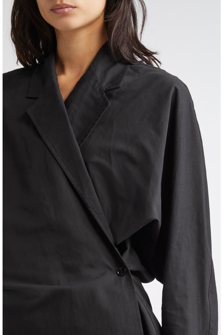 Long Sleeve Organic Cotton & Linen Wrap Top, Alternate, color, BLACK