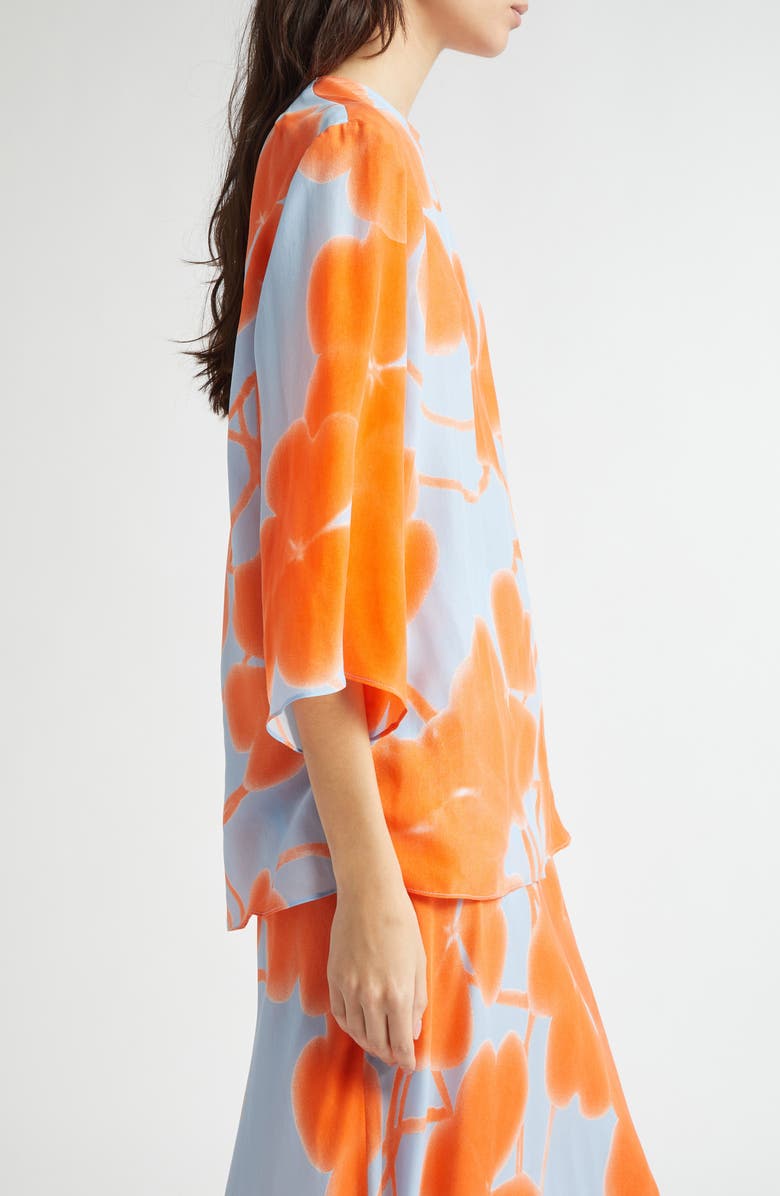 Marimekko Oaja Ketunleipä Cupro Popover Top, Alternate, color, Light Blue Orange Light Pink