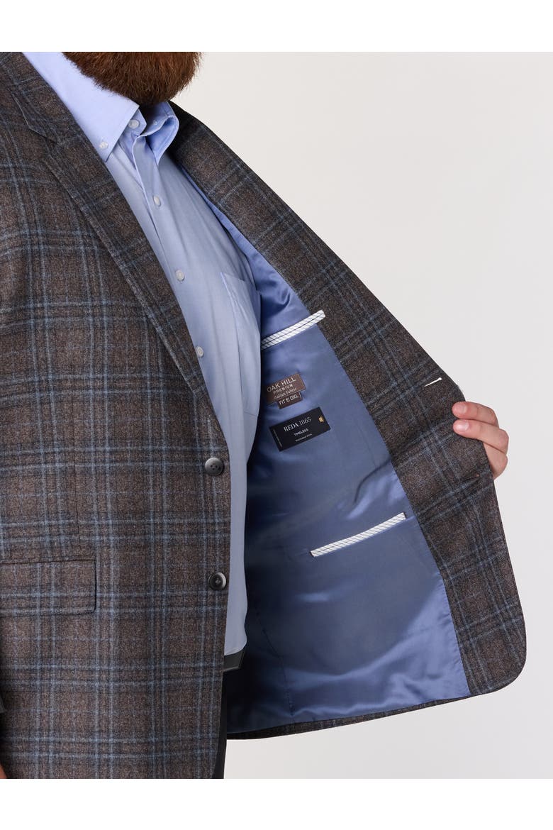 Big & Tall Washed Plaid Sport Coat, Alternate, color, GREY