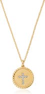 Crislu Brilliant Round Cross Medallion Pendant Necklace