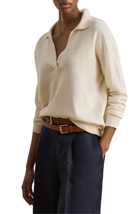 Relaxed Fit Cotton & Modal Polo Sweater
