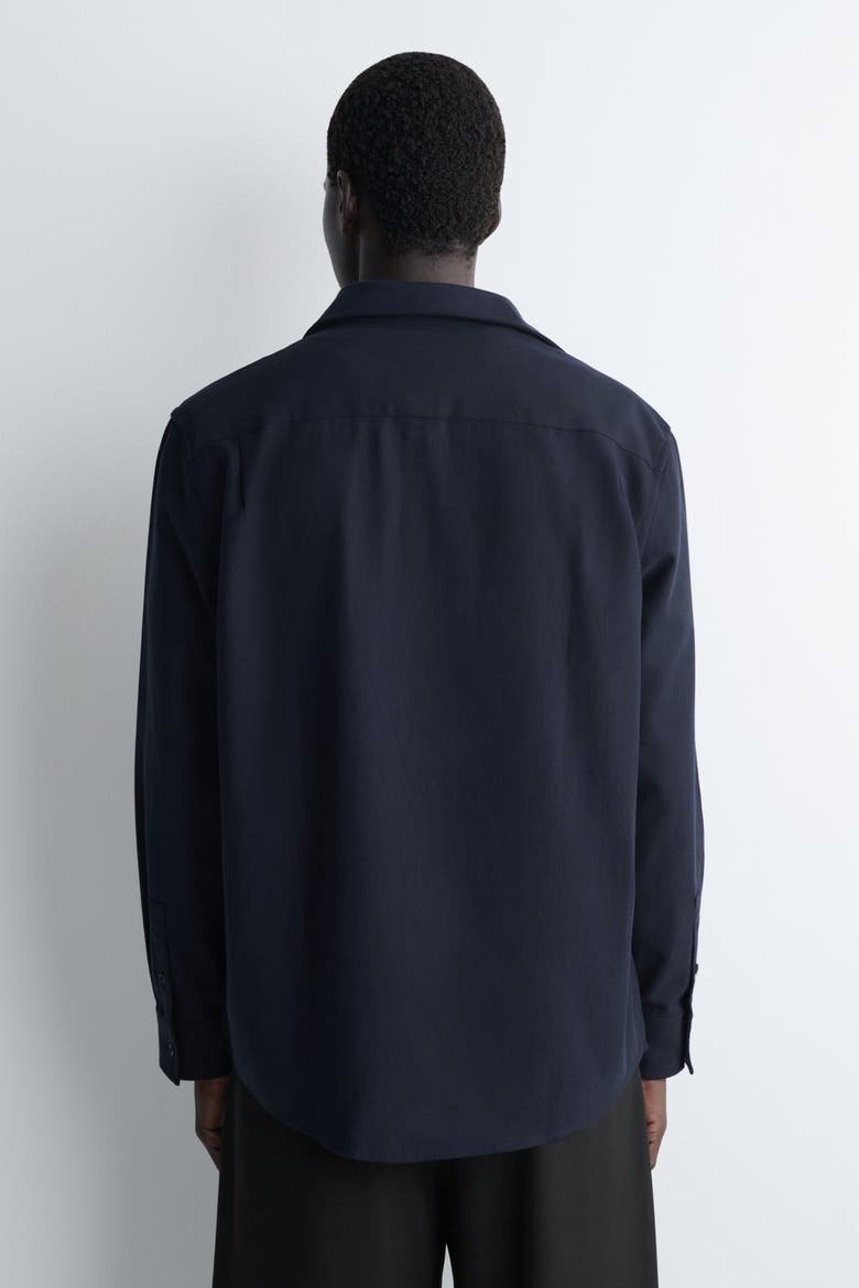Relaxed Brushed Cotton-blend Shirt, Alternate, color, NAVY