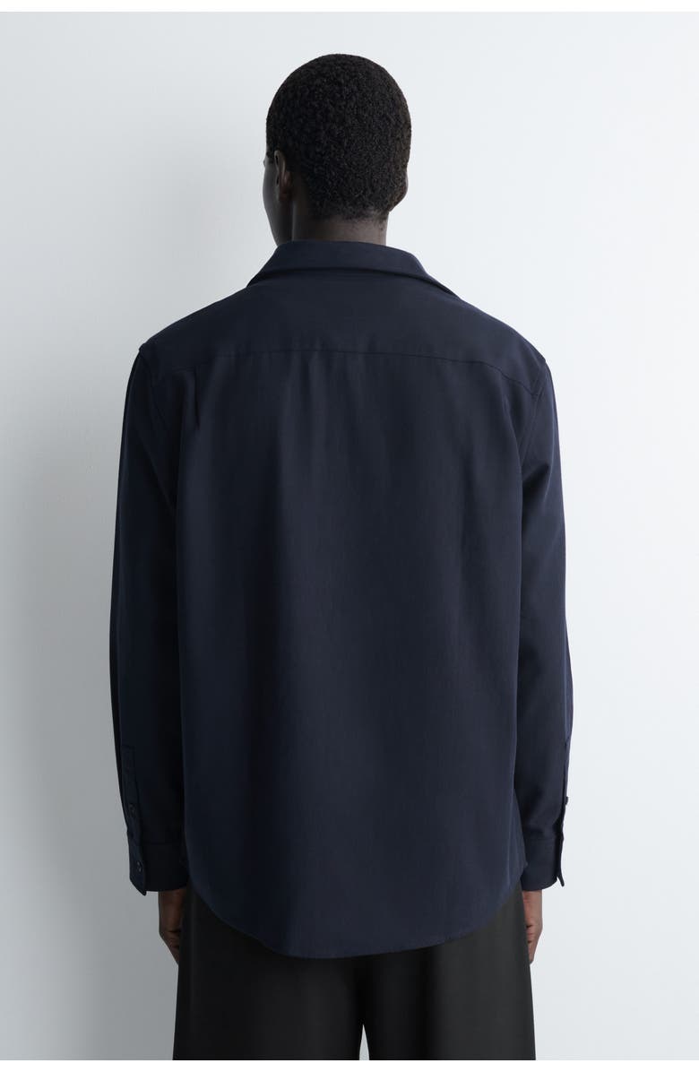 COS Relaxed Brushed Cotton-blend Shirt, Alternate, color, Navy