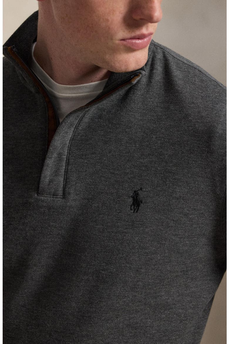 Luxury Cotton Blend Quarter Zip Pullover, Alternate, color, GREY