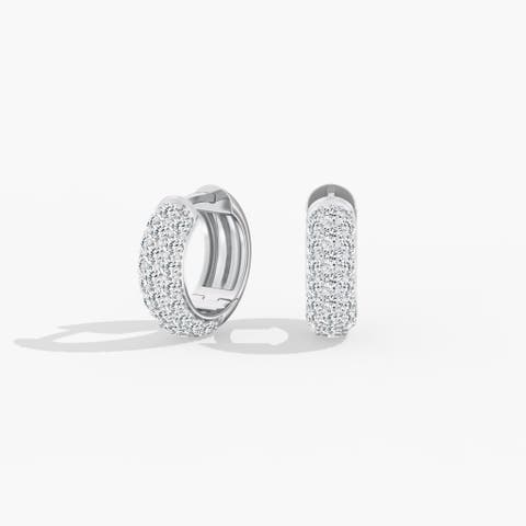 Pavé Domed Lab Diamond Huggie in 14K Gold