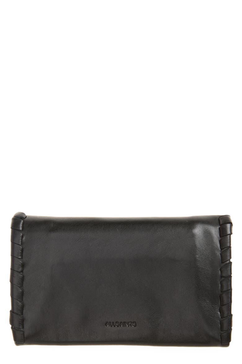 Esme Whipstitch Leather Bifold Wallet, Main, color, BLACK