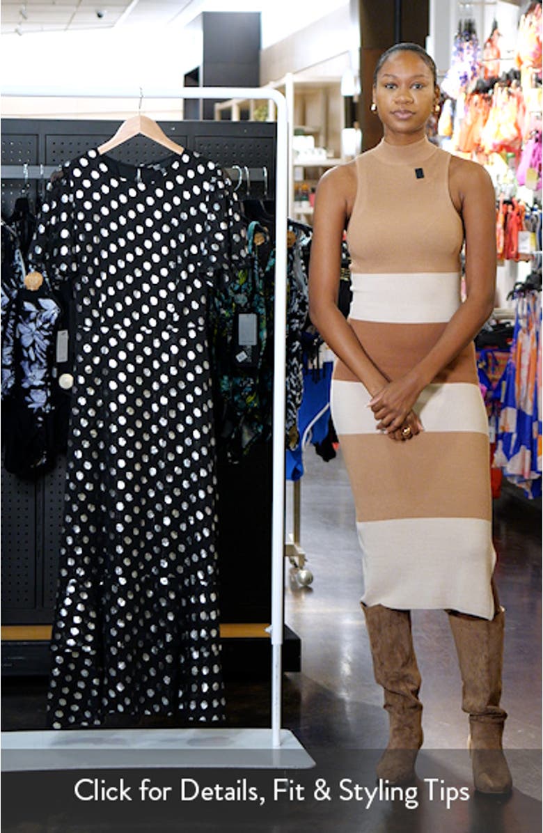 Foil Polka Dot Chiffon Maxi Cocktail Dress, sales video thumbnail