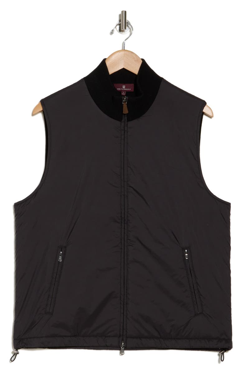 Bruno Magli Merino Wool Rib Collar Nylon Vest, Alternate, color, Black
