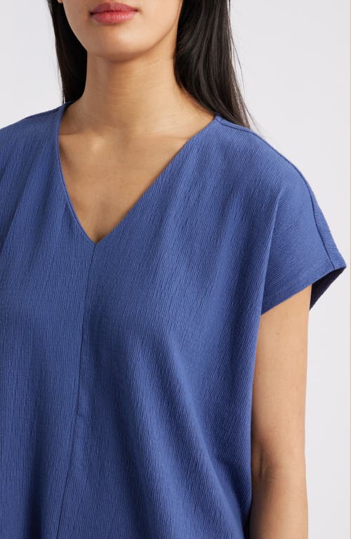 Eileen Fisher Cap Sleeve Boxy Tunic Top In Bluette