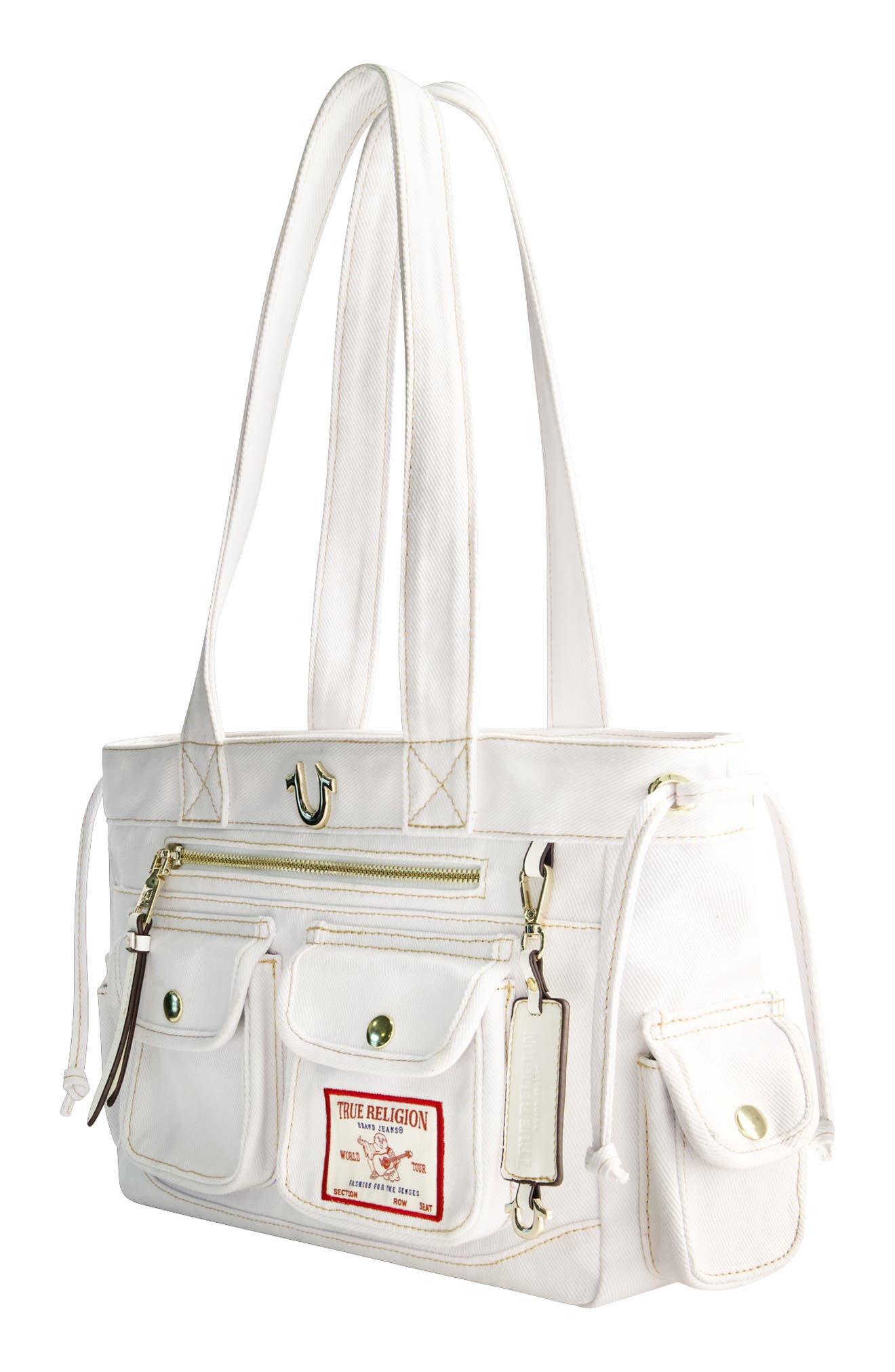 Multi-Pocket Denim Tote, Alternate, color, WHITE