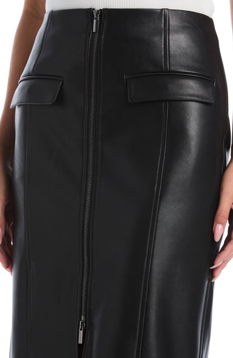 Laundry by Shelli Segal Faux Leather Midi Skirt, Alternate, color, Black