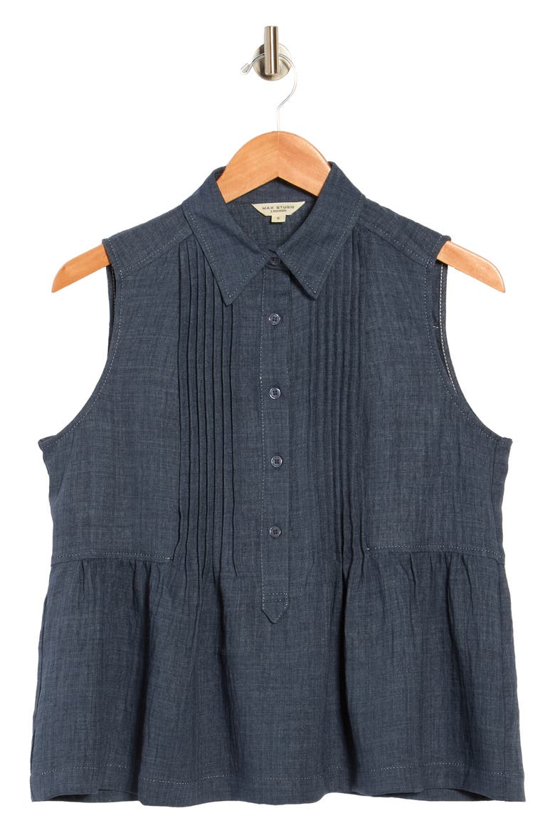 Sleeveless Peplum Top, Alternate, color, INDIGO