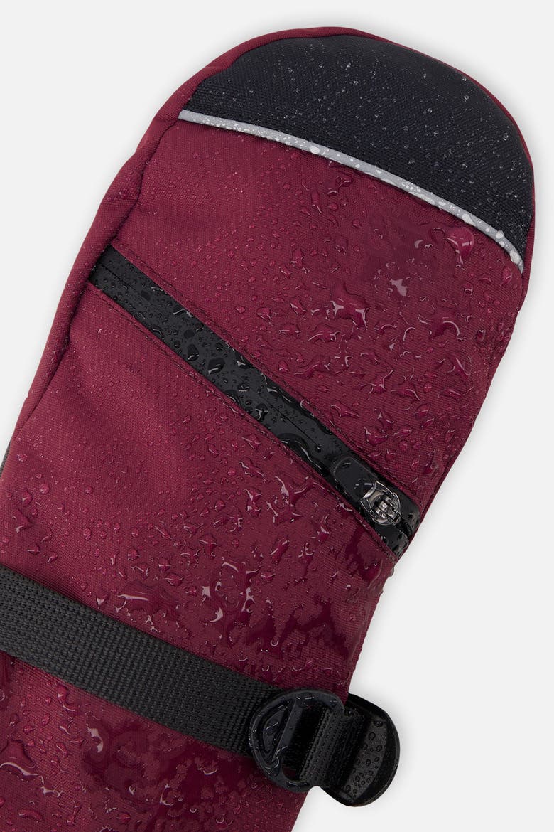 Boy Teknik Waterproof Zipper Pocket Winter Mittens, Alternate, color, Burgundy