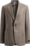 Vince Icon Relaxed Fit Brown Houndstooth Brushed Wool Sport Coat
