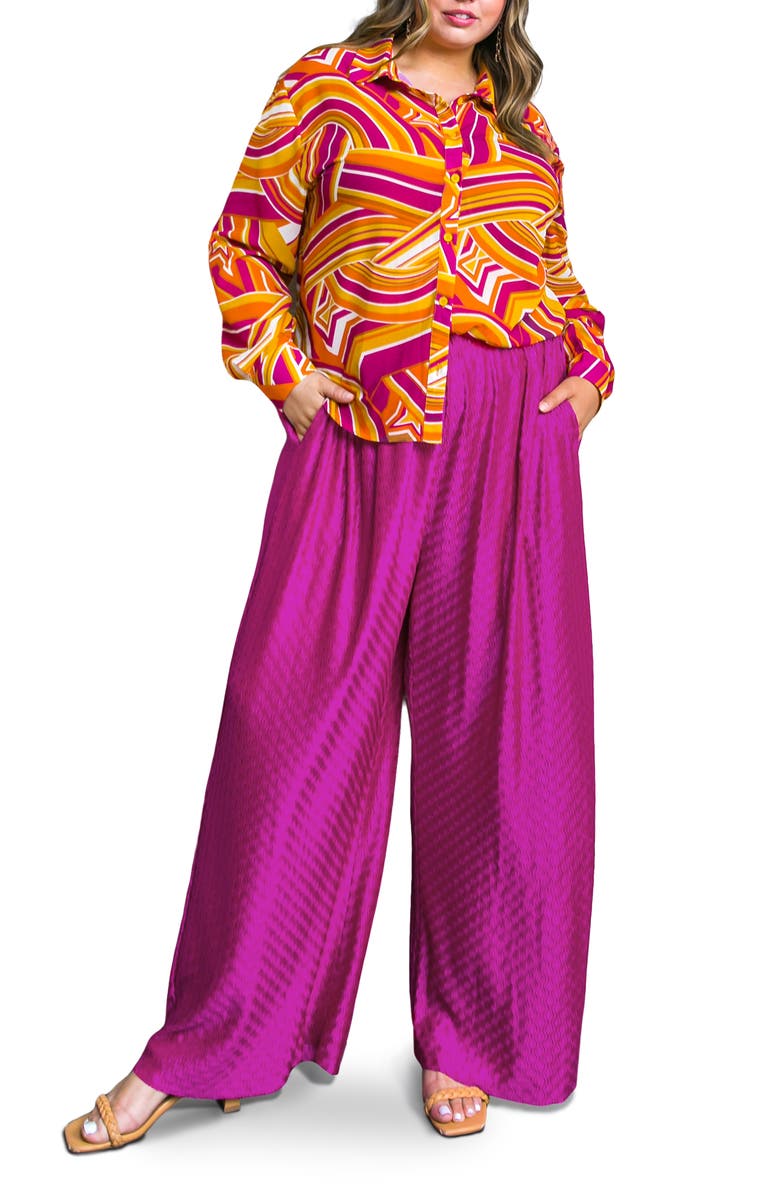 FLYING TOMATO Jacquard Woven Pants, Alternate, color, Fuchsia