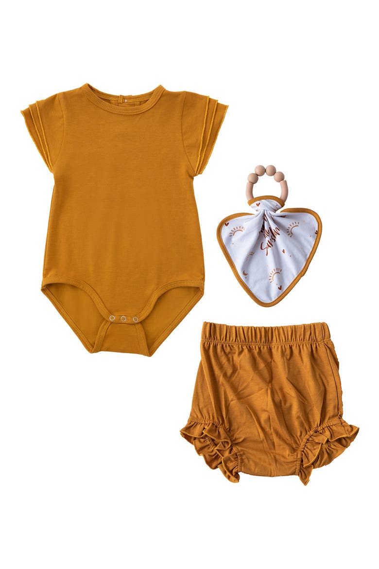 Bodysuit, Bloomers & Teether Toy Set, Main, color, YELLOW
