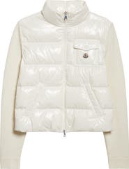 Moncler Mixed Media Quilted Down Puffer Cardigan