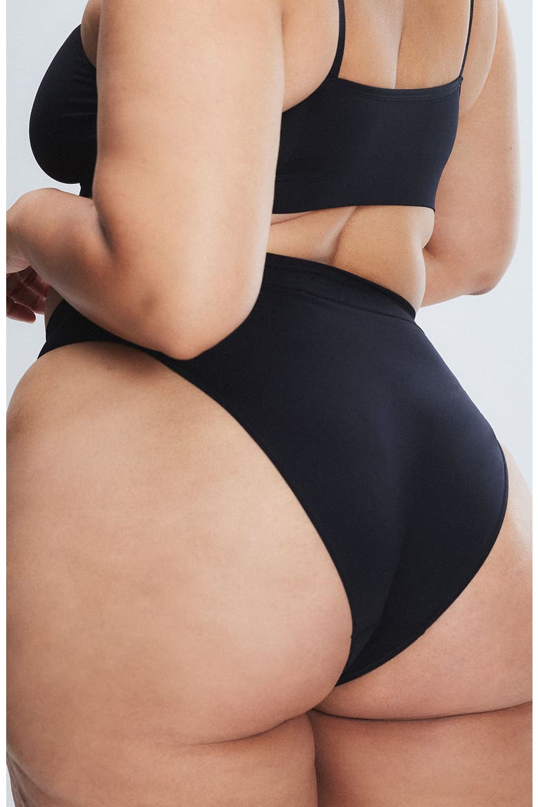 Seamless High Waist Bikini Panties, Alternate, color, BLACK CAVIAR