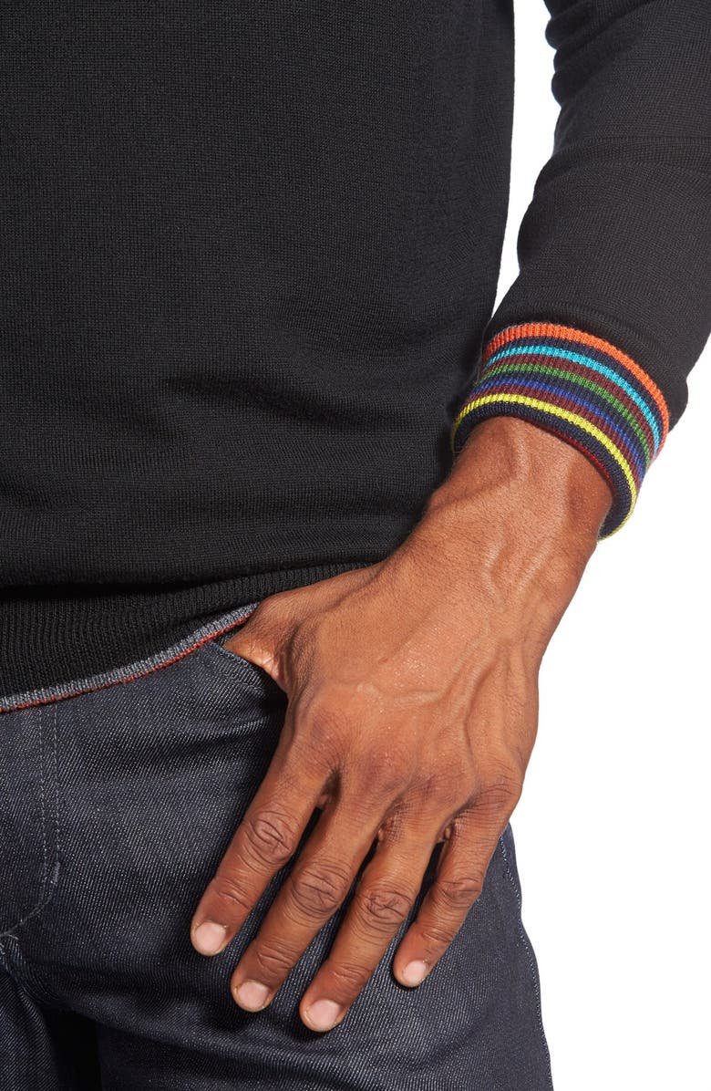 Bugatchi Tipped Merino Wool V-Neck Sweater, Alternate, color, 