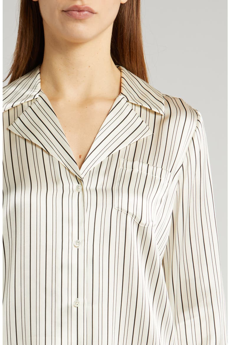 Capriana Stripe Satin Button-Up Shirt, Alternate, color, ANT WHT BK