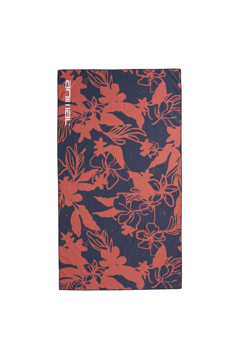 Floral Travel Microfiber Towel, Main, color, Orange and Black