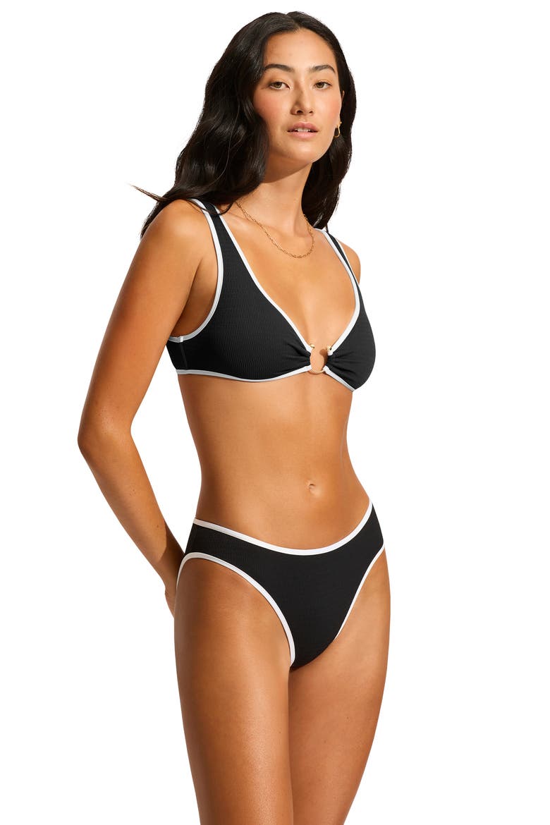 Beach Bound High Cut Bikini Bottoms, Alternate, color, BLACK