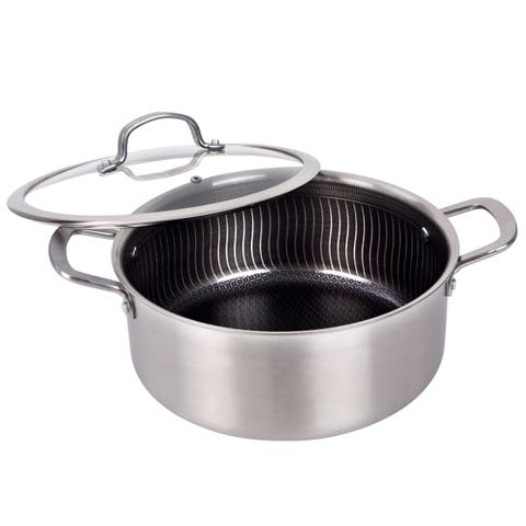 6 Quart NonStick Stainless Steel Dutch Oven w/Glass Lid