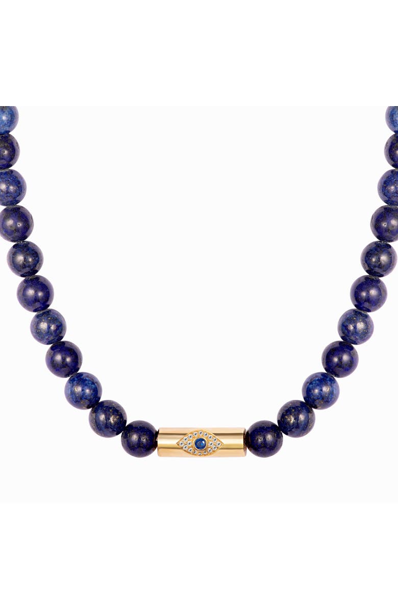 Gemma Azzurro Lapis Beaded Rod Eye Necklace, Main, color, Blue