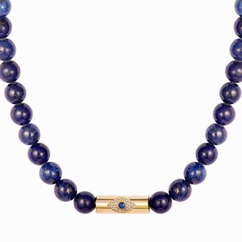 Lapis Beaded Rod Eye Necklace