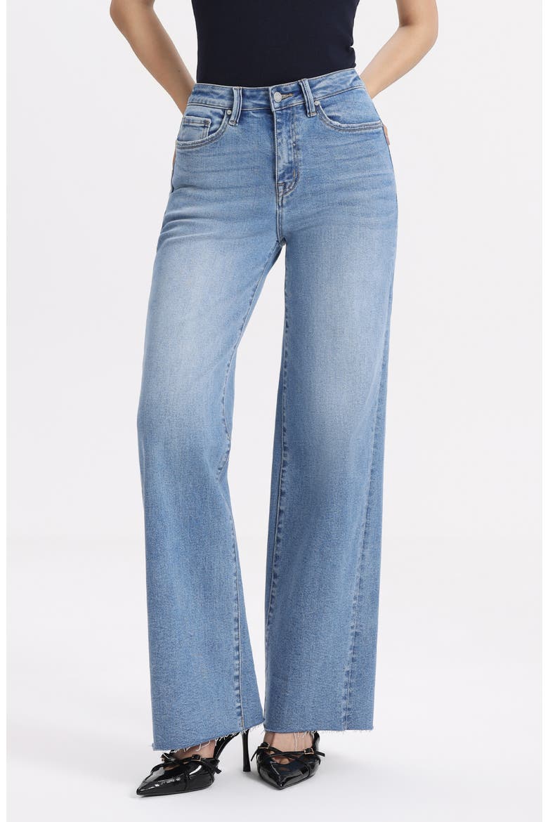 Zephyrine High Waist Cuff Wide Leg Jeans, Main, color, LIGHT BLUE