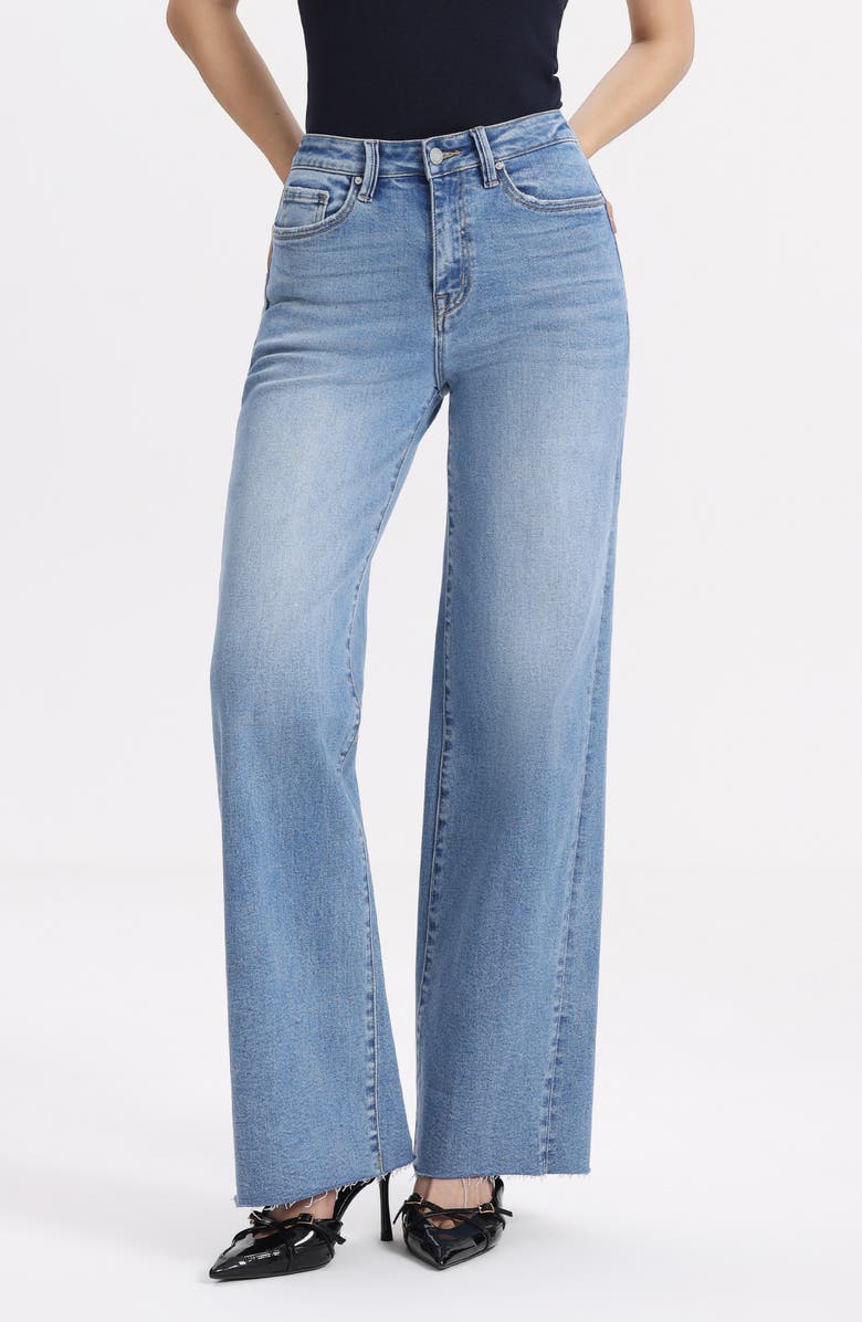 Bayeas Zephyrine High Waist Cuff Wide Leg Jeans, Main, color, Light Blue