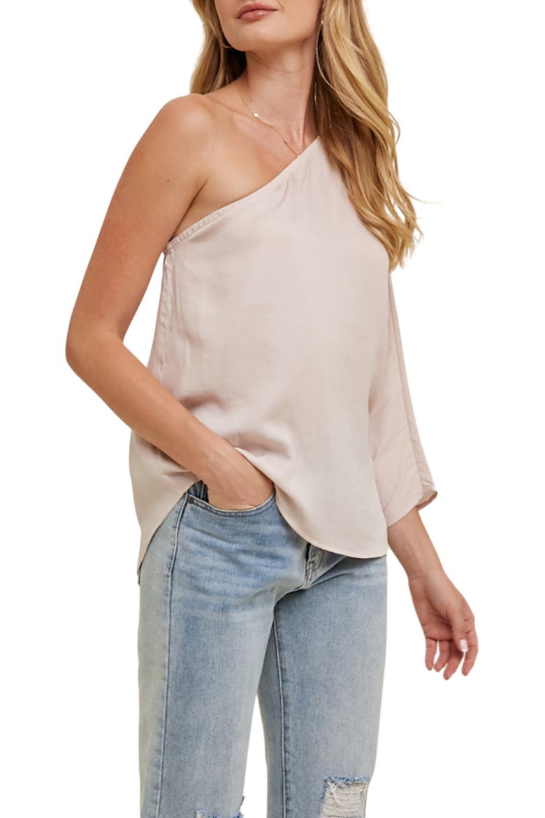 One-Shoulder Satin Top, Main, color, CHAMPAGNE