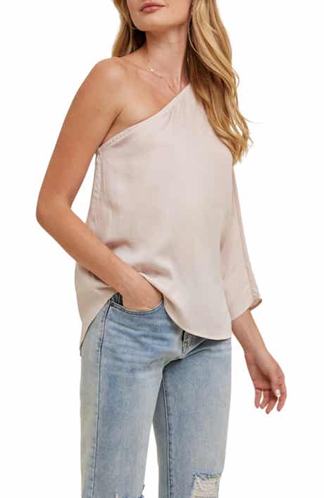 One-Shoulder Satin Top