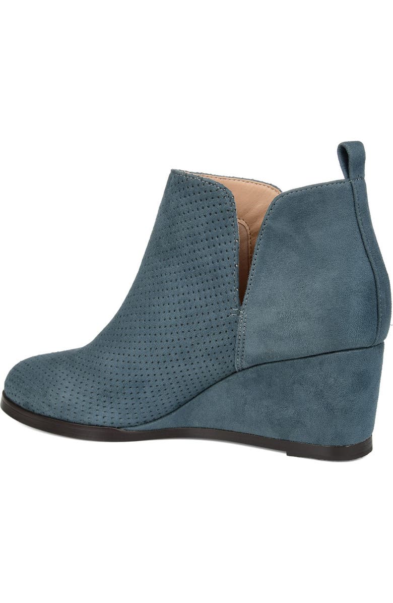Journee Collection Mylee Perforated Wedge Bootie, Alternate, color, Blue