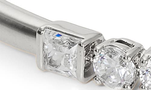 Nadri Cubic Zirconia Bypass Bangle Bracelet In Rhodium Plated