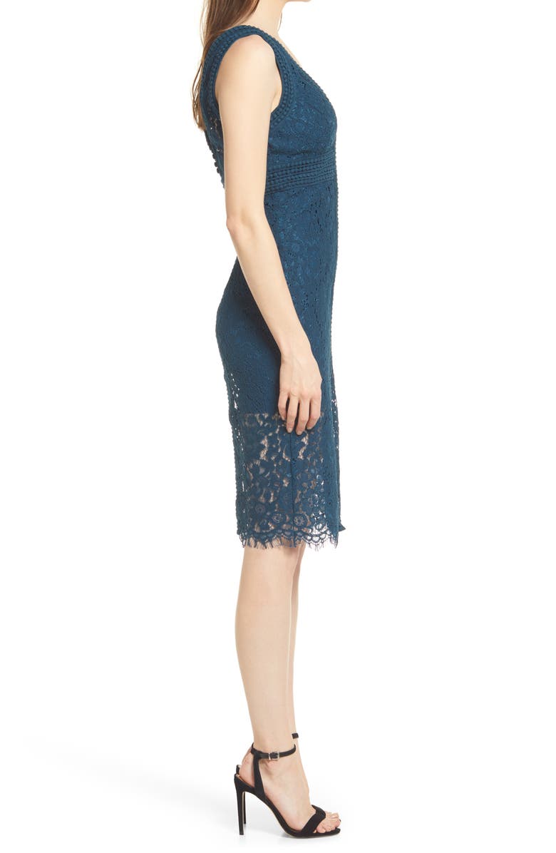 Bardot Morgan Front Slit Lace Cocktail Dress, Alternate, color, 