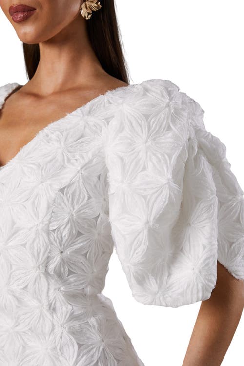 Coast Floral Pleated Sleeve Pencil Dress In White