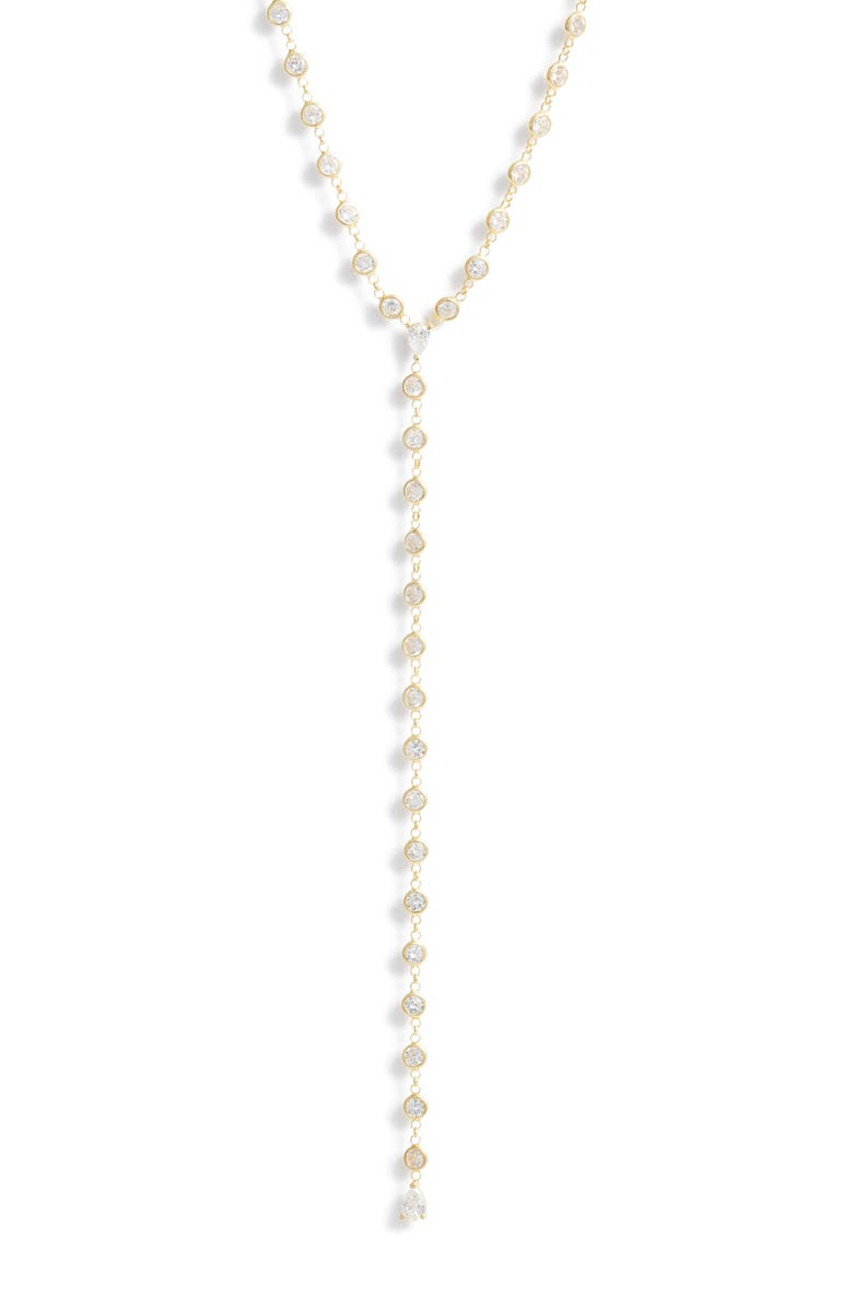 SHYMI Cubic Zirconia Bezel Y-Necklace, Main, color, Gold/ White