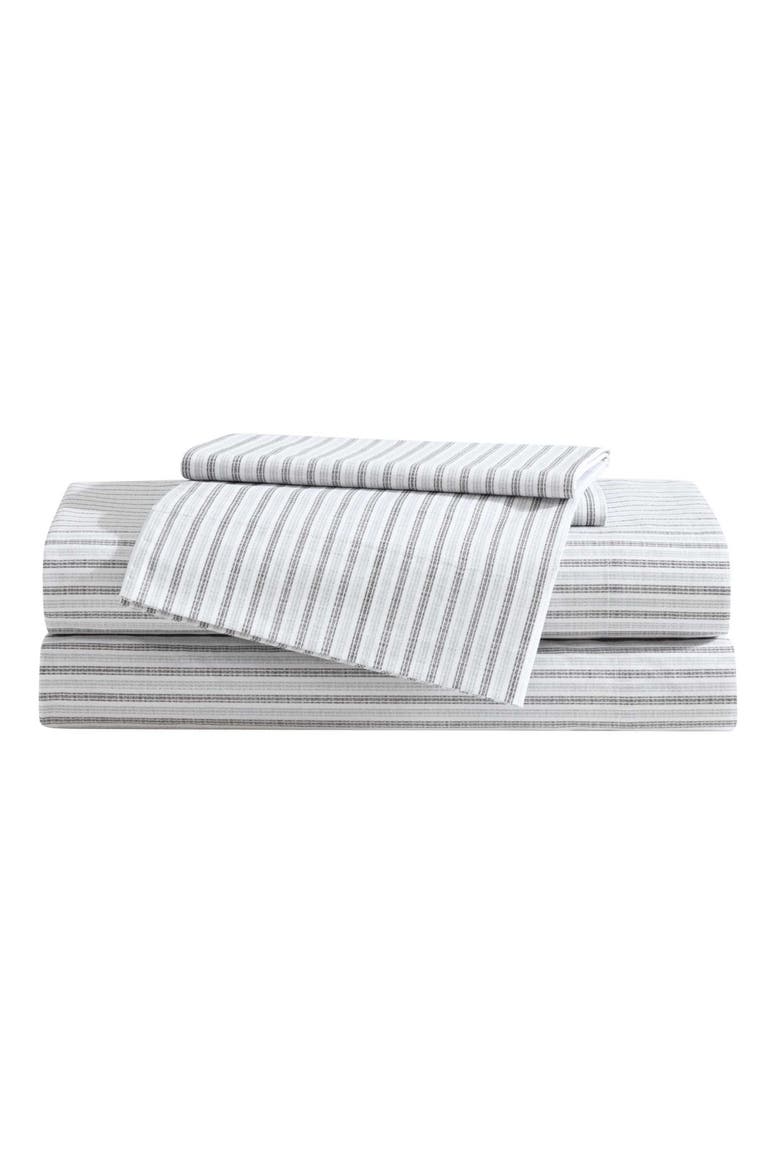 Ticking Stripe 200 Thread Count Cotton Percale Sheet Set, Main, color, DARK GREY/ LIGHT GREY