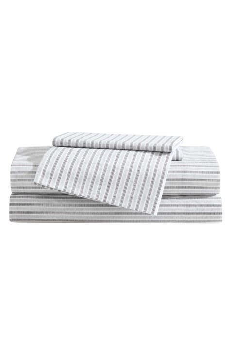 Ticking Stripe 200 Thread Count Cotton Percale Sheet Set