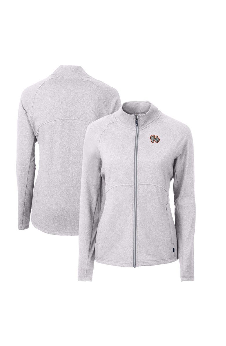 Cutter & Buck Women's Cutter & Buck Heather Gray Norfolk Tides Adapt Eco Knit Heather Recycled Full-Zip Jacket, Main, color, 