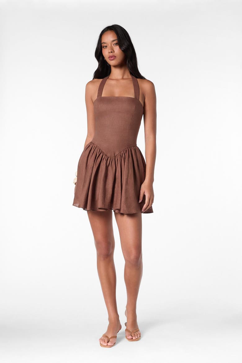 Amalie Linen Dress, Alternate, color, Mocha