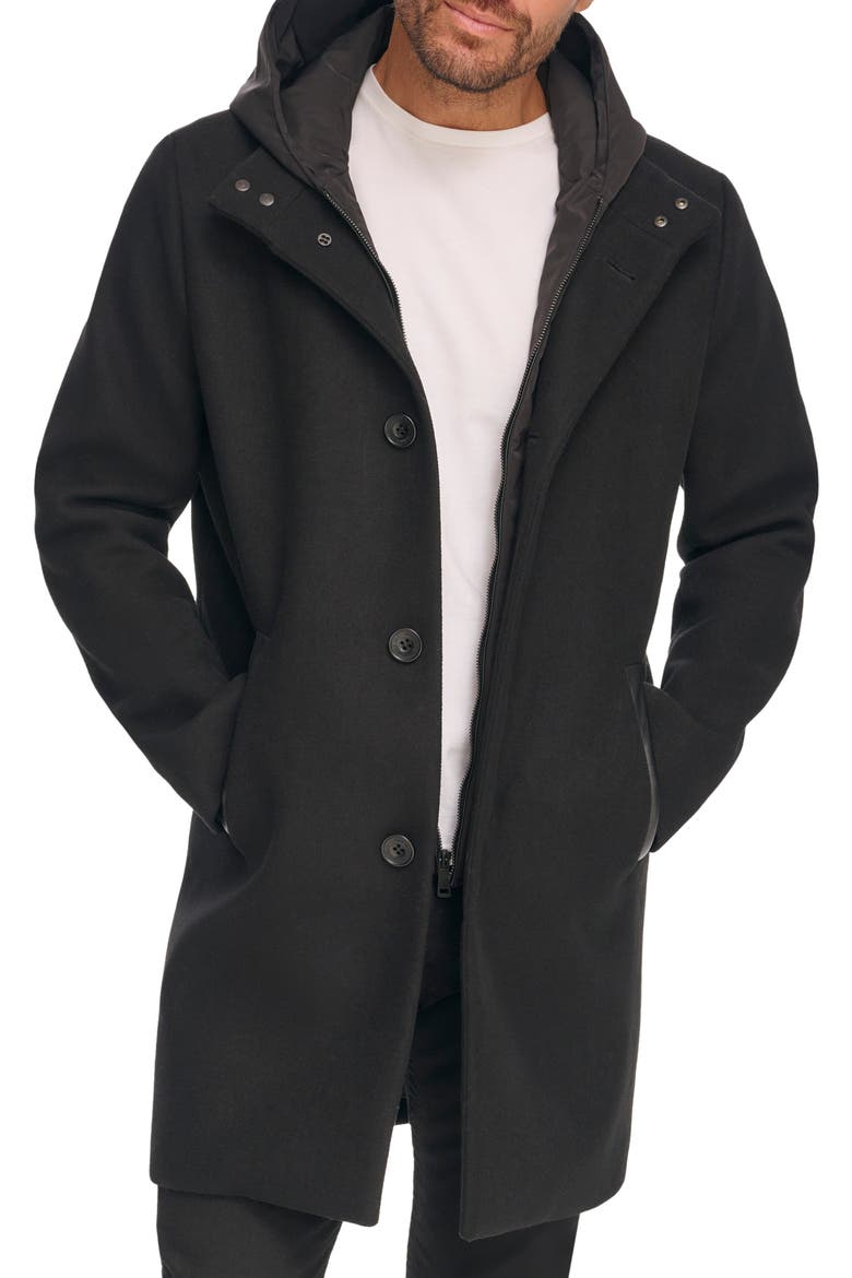 Men's Wool Car Coat, Alternate, color, BLACK