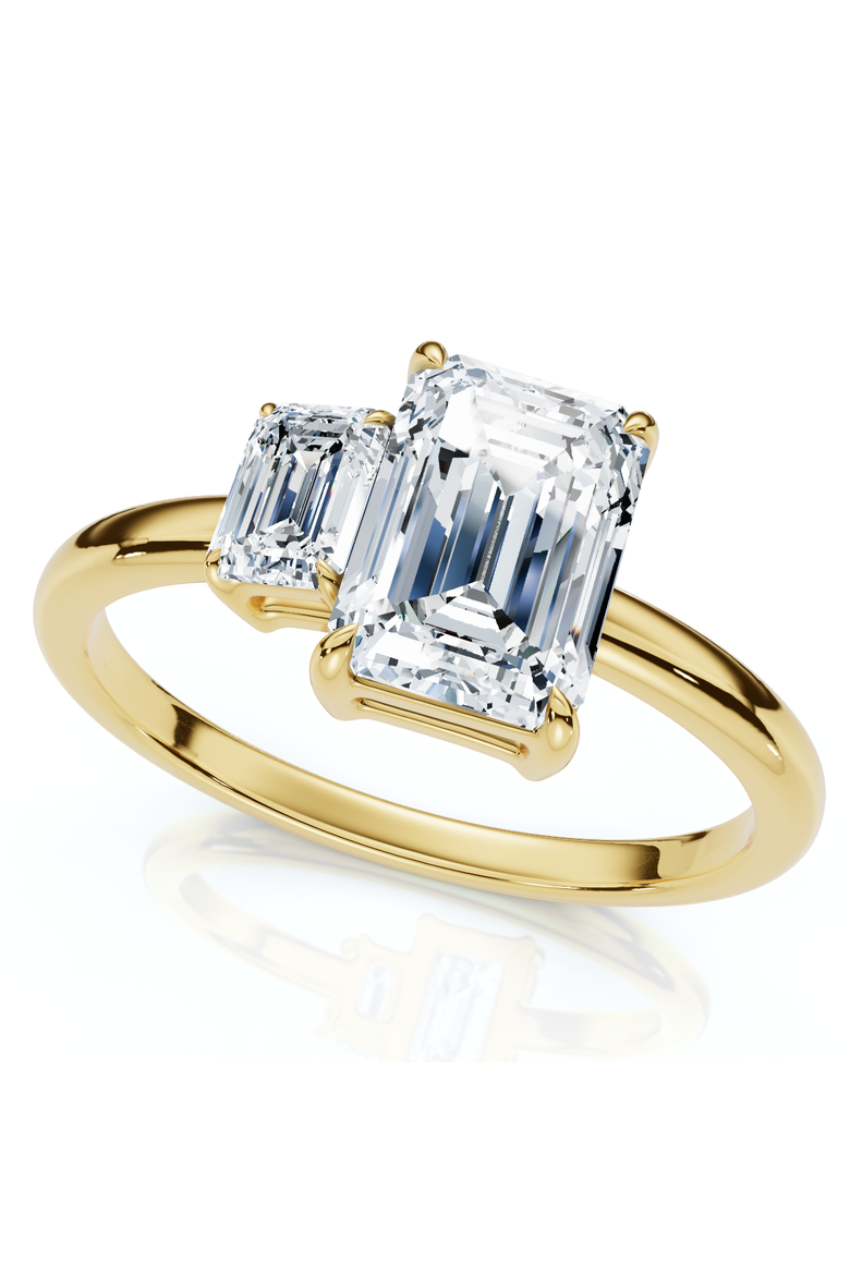 1 1/4Ct Emerald Cut Toi et Moi Diamond Ring Lab Grown, Main, color, 14k Yellow Gold